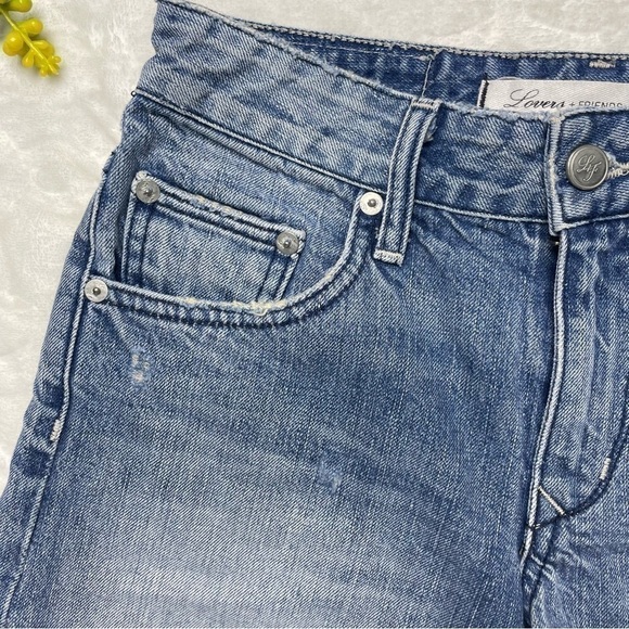 Lovers + Friends Dylan Cuffed Boyfriend Denim Jean Shorts in Skycrest Size 24 - Picture 7 of 15